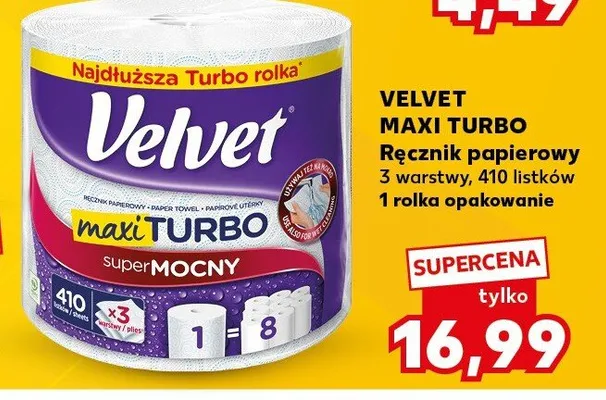 Ręcznik papierowy maxi turbo Velvet promocja w Kaufland