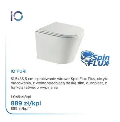 Miska WC wisząca IO Furi promocja w Blu Salony Łazienek