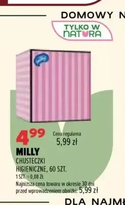 Chusteczki higieniczne Milly promocja w Drogerie Natura
