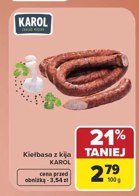 Kiełbasa z kija Karol promocja w Carrefour Market