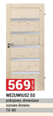 Drzwi WEZUWIUSZ 5S pokojowe, drewniane surowe drewno 70-80 promocja w Merkury Market