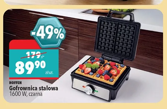 Gofrownica stalowa Hoffen czarna promocja w Biedronka