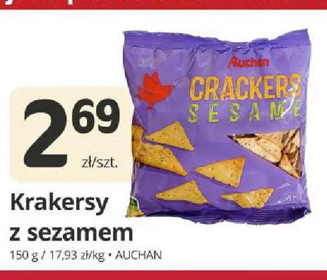 Krakersy z sezamem Auchan promocja w Marketvita