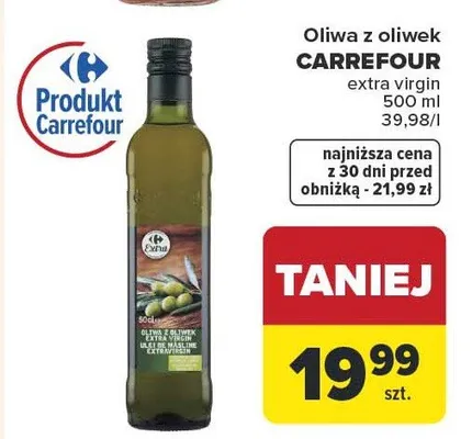 Oliwa z oliwek extra virgin promocja w Carrefour Market
