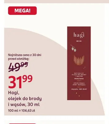 Olejek do brody i wąsów Hagi promocja w Rossmann