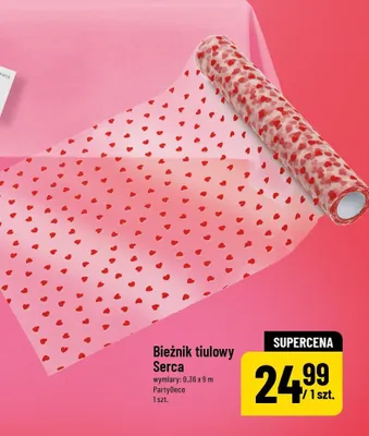 Bieżnik tiulowy Serca wymiary: 0.36 x 9 m PartyDeco 1 szt. promocja w POLOmarket