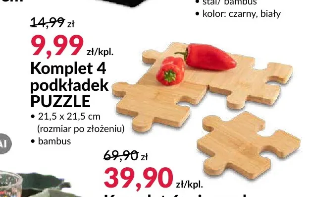 Komplet 4 podkładek Puzzle promocja w Salony Agata