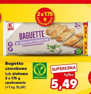Bagietka czosnkowa K-Classic 2-pak promocja w Kaufland