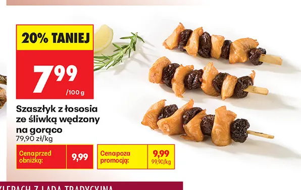 Szaszłyk z łososia ze śliwką wędzony na gorąco promocja w Biedronka