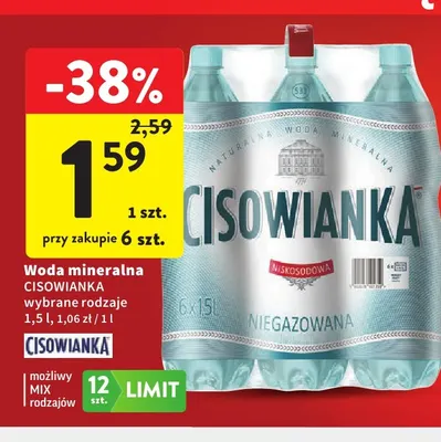 Woda mineralna Cisowianka promocja w Intermarche
