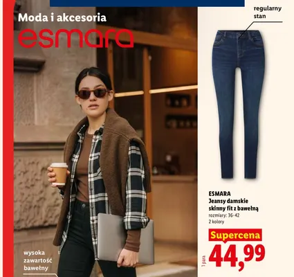 Jeansy damskie skinny fit z bawełną Esmara promocja w Lidl