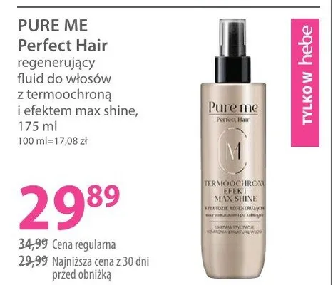 Fluid regenerujący Perfect Hair do włosów z termochroną i efektem max shine promocja w Hebe