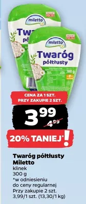 Twaróg półtłusty Miletto kłujek promocja w Netto