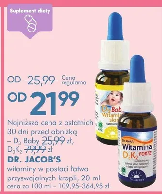 Witaminy w kroplach dla niemowląt i dzieci przysmak łatwo przyswajanych kropli promocja w Super-Pharm