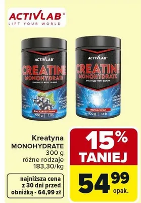 Kreatyna Monohydrat różne rodzaje promocja w Carrefour