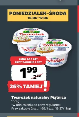 Twarożek naturalny Piątnica promocja w Netto