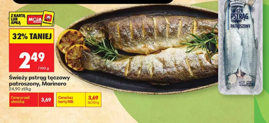 Świeży pstrąg tęczowy patroszony Marinero promocja w Biedronka