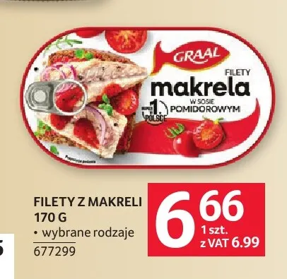 Filety z makreli w sosie pomidorowym Graal promocja w Selgros