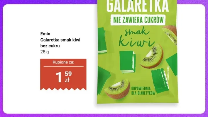 Galaretka smak kiwi bez cukru Emix Fit promocja w Dino