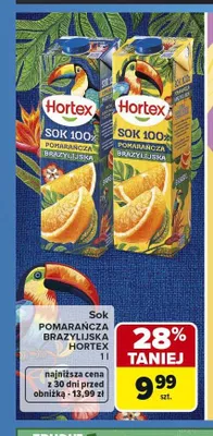 Sok pomarańcza brazylijska Hortex promocja w Carrefour