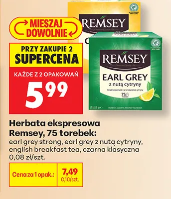 Herbata ekspresowa Remsey earl grey z nutą cytryny promocja w Biedronka