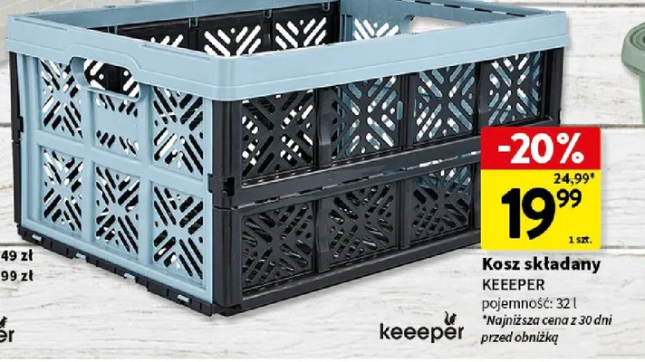 Kosz składany pojemność 32l promocja w Intermarche