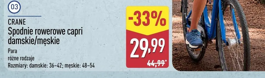 Spodnie rowerowe capri damskie/męskie promocja w Aldi