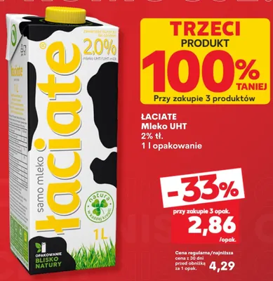 Mleko UHT Łaciate 2% tł. promocja w Kaufland