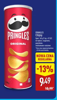 Chipsy Pringles śmietankowo-cebulowe promocja w Aldi