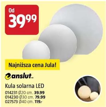Kula solarna LED Anslut Ø20cm promocja w Jula