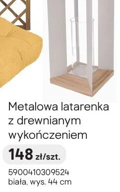 Metalowa latarenka z drewnianym wykończeniem promocja w Castorama