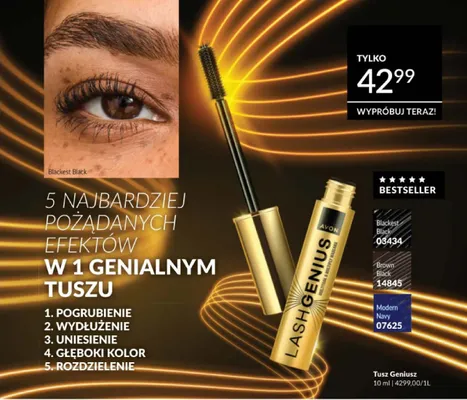 Tusz do rzęs Avon Lash Geniusz Brown Black promocja w AVON