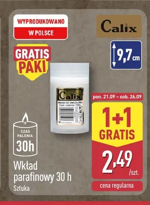 Wkład parafinowy 30h Calix promocja w Aldi