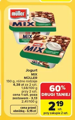 Jogurt Müller Mix Macadamia Choco Wafers promocja w Carrefour Market