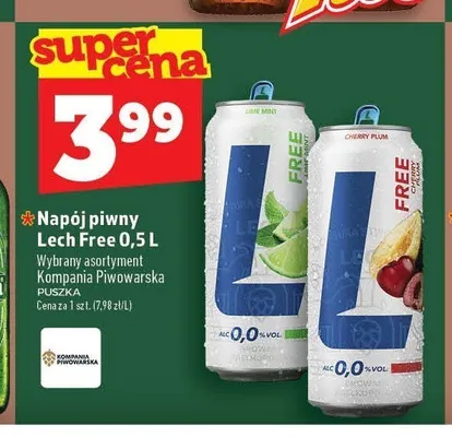 Napój piwny bezalkoholowy Lech Free Lime Mint promocja w TOPAZ