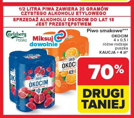 Piwo smakowe Okocim Granat z maliną 0,0% promocja w Carrefour