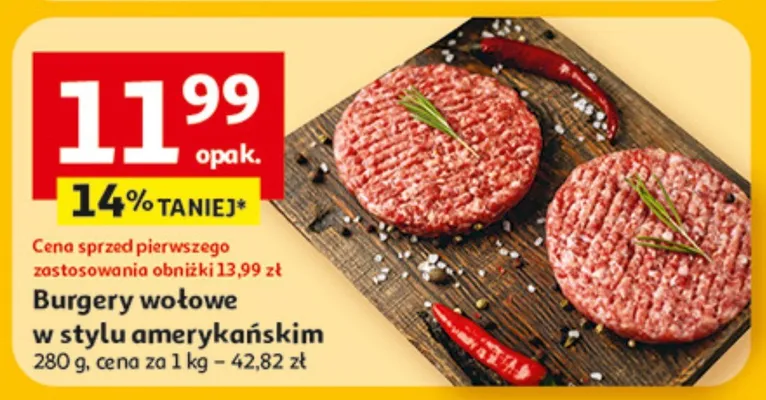 Burgery wołowe w stylu amerykańskim promocja w Auchan