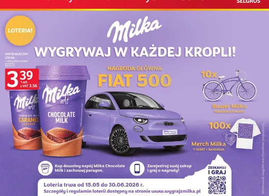 Napój mleczny Milka Chocolate Milk Caramel Flavour promocja w Selgros