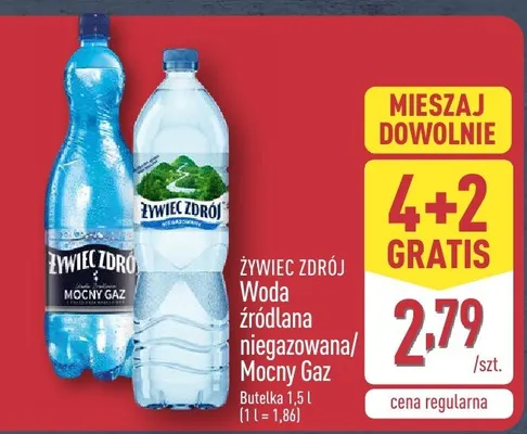 Woda źródlana niegazowana Mocny Gaz promocja w Aldi
