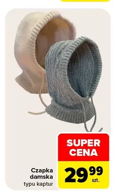 Czapka damska typu kaptur promocja w Carrefour