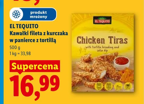 Kawałki fileta z kurczaka w panierce z tortillą El Tequito promocja w Lidl