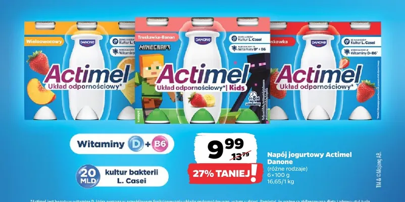 Napój jogurtowy Actimel truskawkowy 6-pak promocja w Netto