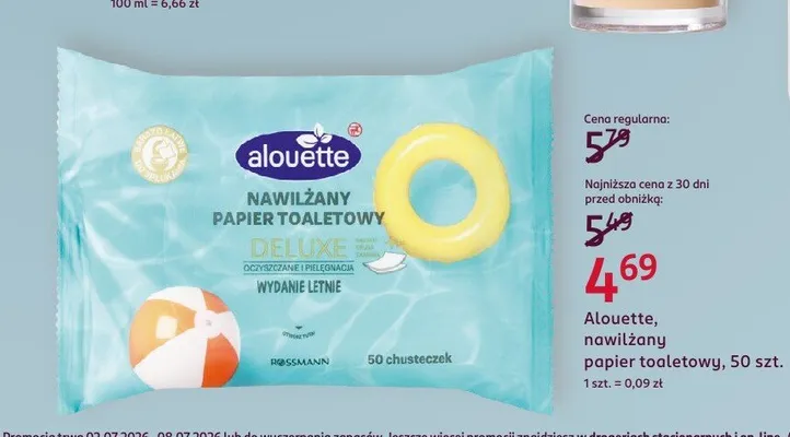 Nawilżany papier toaletowy Alouette Deluxe Wydanie Letnie promocja w Rossmann