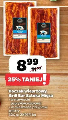 Boczek wieprzowy w mieszance przypraw Grill Bar Sztuka Mięsa promocja w Netto