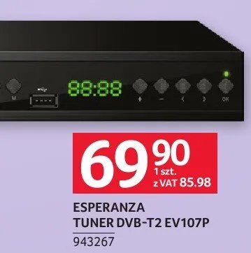 Tuner DVB-T2 Esperanza EV107P promocja w Selgros