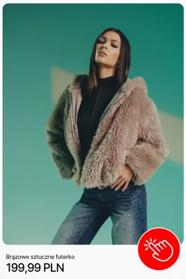 Brązowe sztuczne futerko Cropp promocja w Cropp