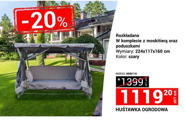 Huśtawka ogrodowa promocja w Merkury Market