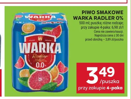Piwo bezalkoholowe Warka Radler promocja w Stokrotka