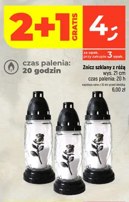 Znicz szklany z różą promocja w Dealz