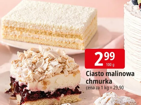 Ciasto malinowa chmurka promocja w Leclerc